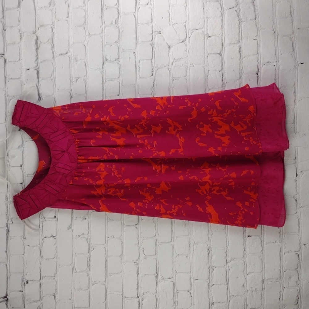 CAbi 999 Origami Layered Pink Orange Tunic Tank Small